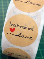 Stickers 25mm - 'Handmade With Love'